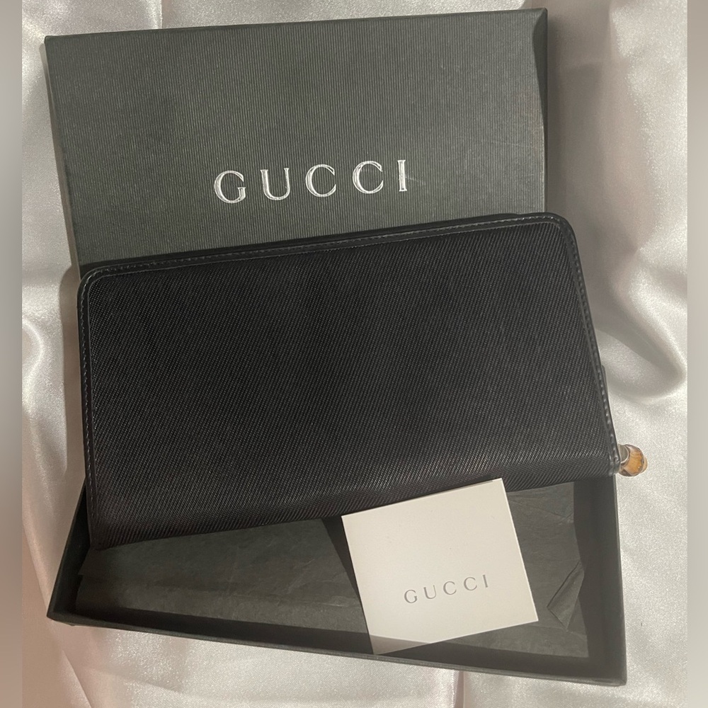 Gucci Rare Vintage Tom Ford Era Nylon Bamboo Long Wallet